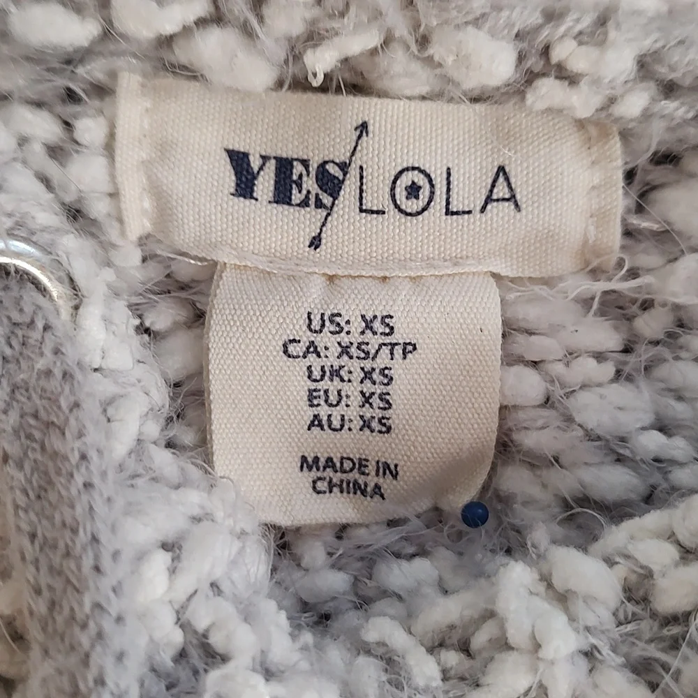 Yes LoLa Hooded Chunky Loose Knit Sweater w/ Pom poms/Size XS - Picture 8 of 9